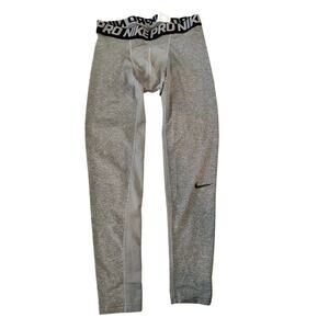 Nike Pro Men's Gray Spandex Tights Compression Athletic Pants Size Medium